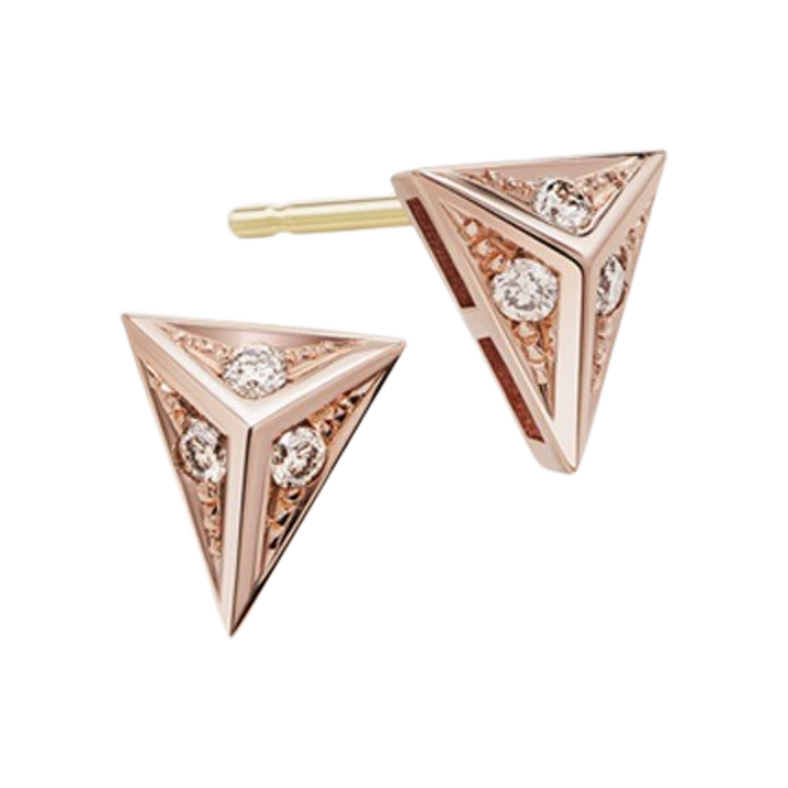 미꼬 애로우 스터드 다이아몬드 이어링 핑크 골드