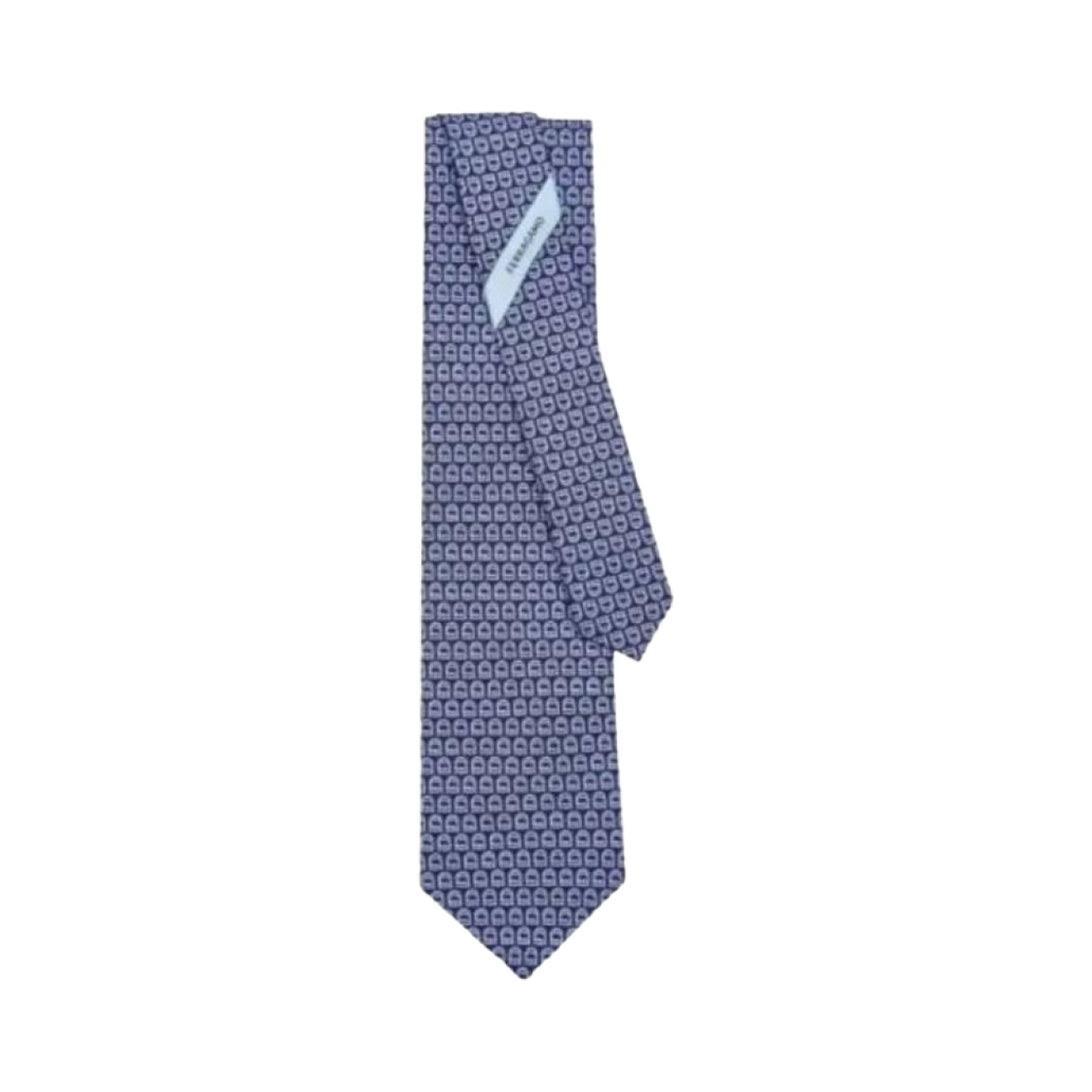 350945-768501 Ferragamo Gancini Pattern Silk Tie Navy