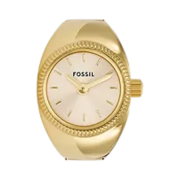 (W) Fossil Watch Ring Quartz Two-Hand 15mm Stainless Steel Gold