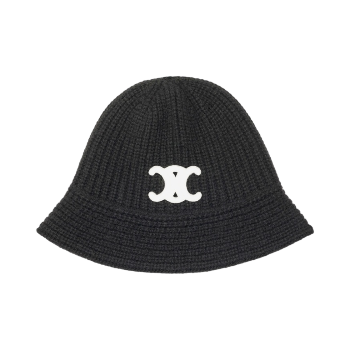2A80T384D-38NO (W) Celine Triomphe Embroidery Bucket Hat in Seamless Cashmere Black