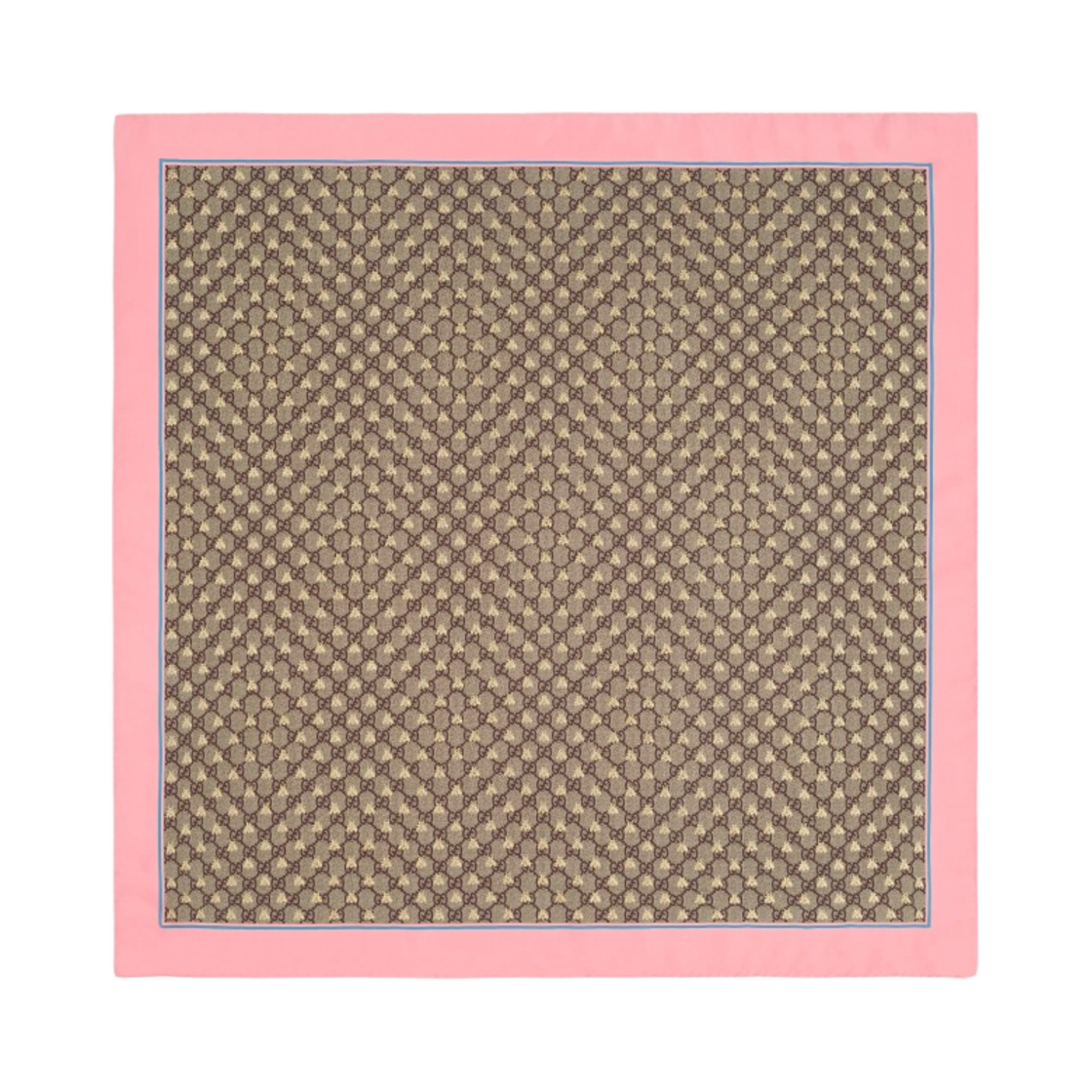 (W) 구찌 GG 비 실크 스카프 핑크 실크((W) Gucci GG Bees Silk Scarf Pink Silk) - 1