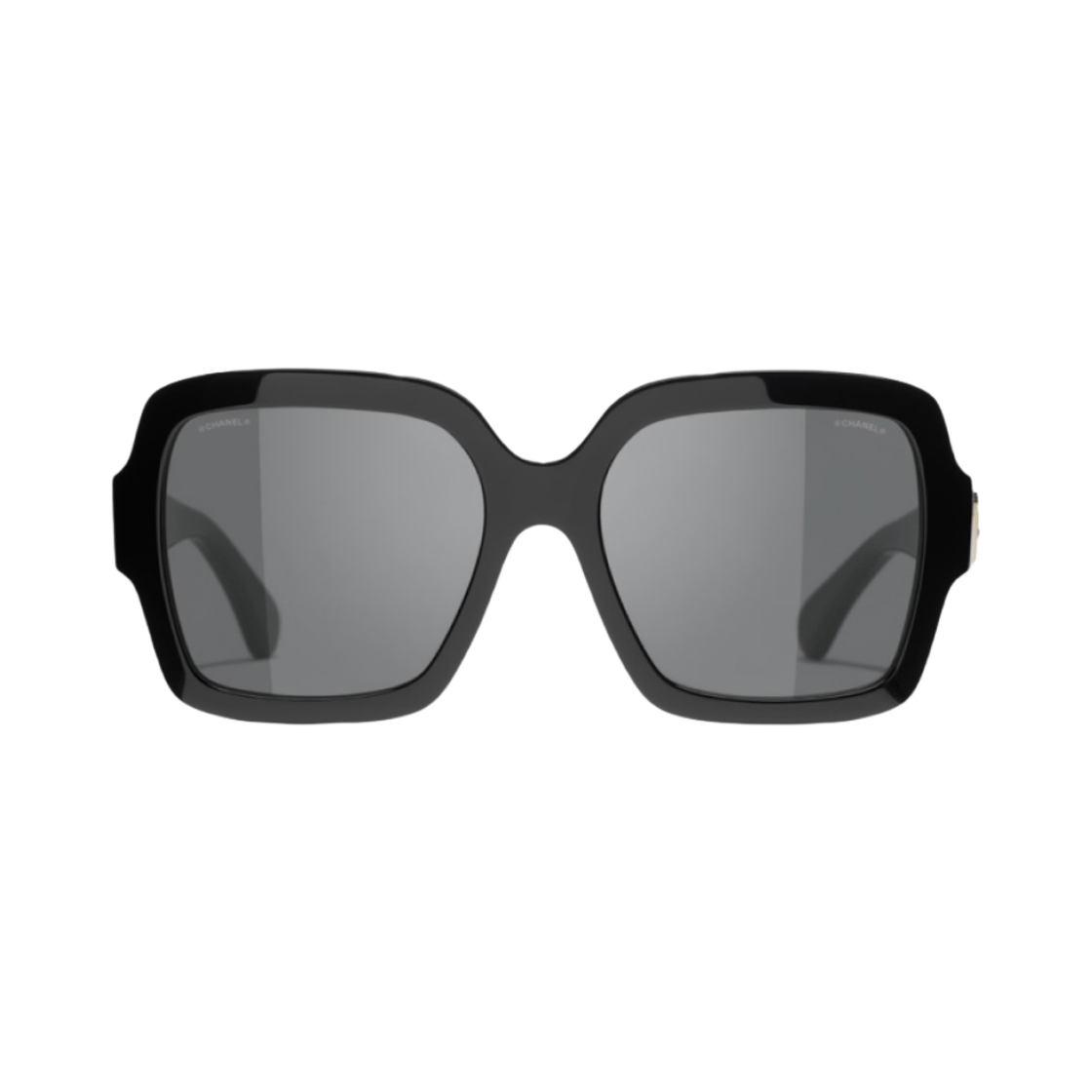 샤넬 스퀘어 선글라스 아세테이트 & 블랙 프레임 그레이 렌즈 아시안 핏(Chanel Square Sunglasses Acetate & Black Frame Grey Lenses Asian Fit)