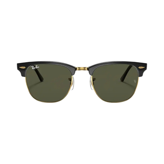 RB3016F-W0365 Ray-Ban Clubmaster Classic Gloss Black Frame Green Classic Lenses Low Bridge Fit