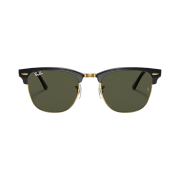 Ray-Ban Clubmaster Classic Gloss Black Frame Green Classic Lenses Low Bridge Fit