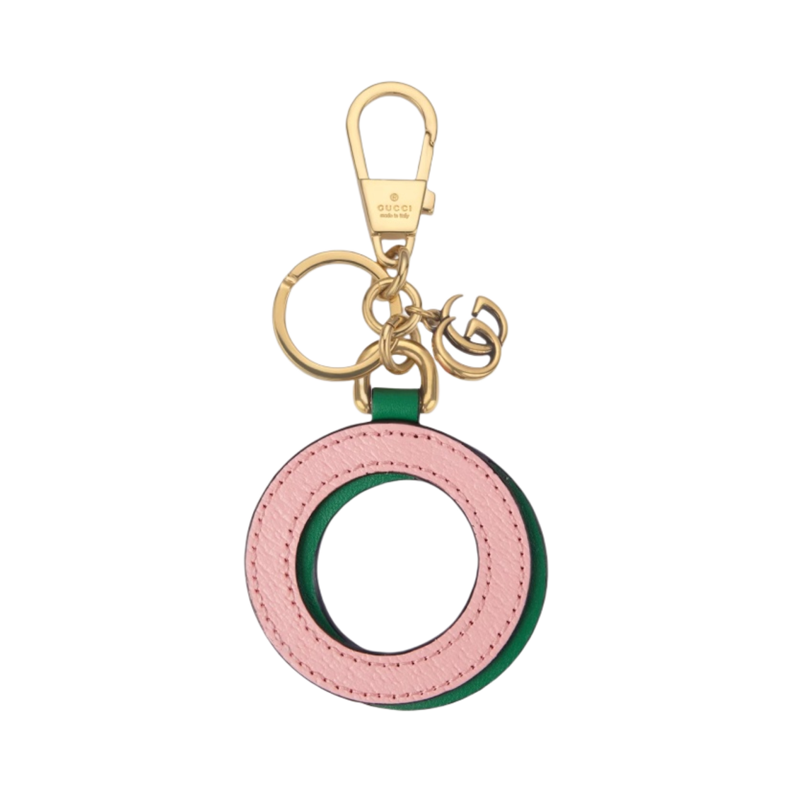 구찌 레터 O 키체인 핑크 그린 레더(Gucci Letter O Keychain Pink Green Leather) - 1