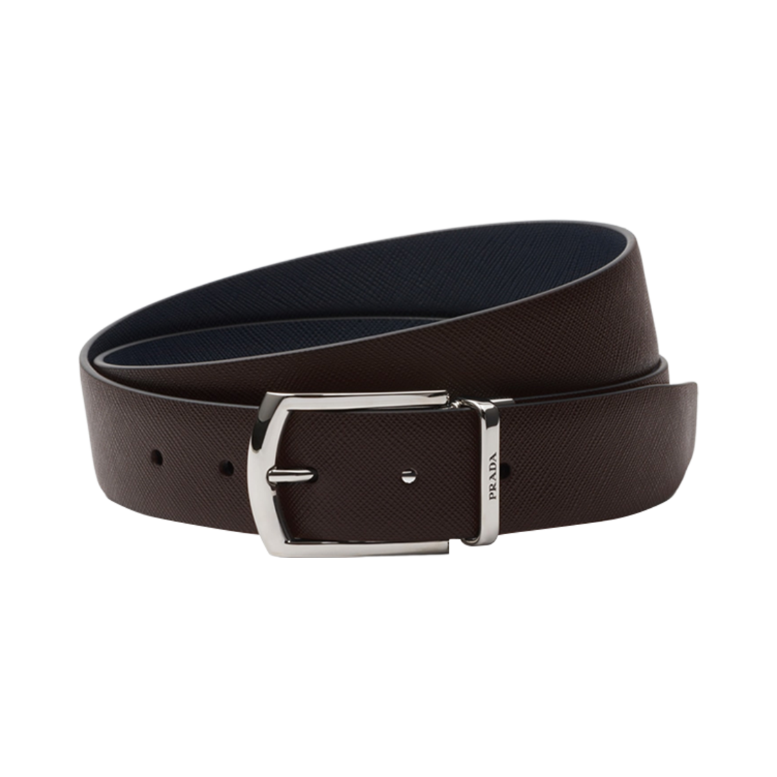 2CC468-053-F03Z4 Prada Reversible Saffiano Leather Belt Coffee Baltic Blue