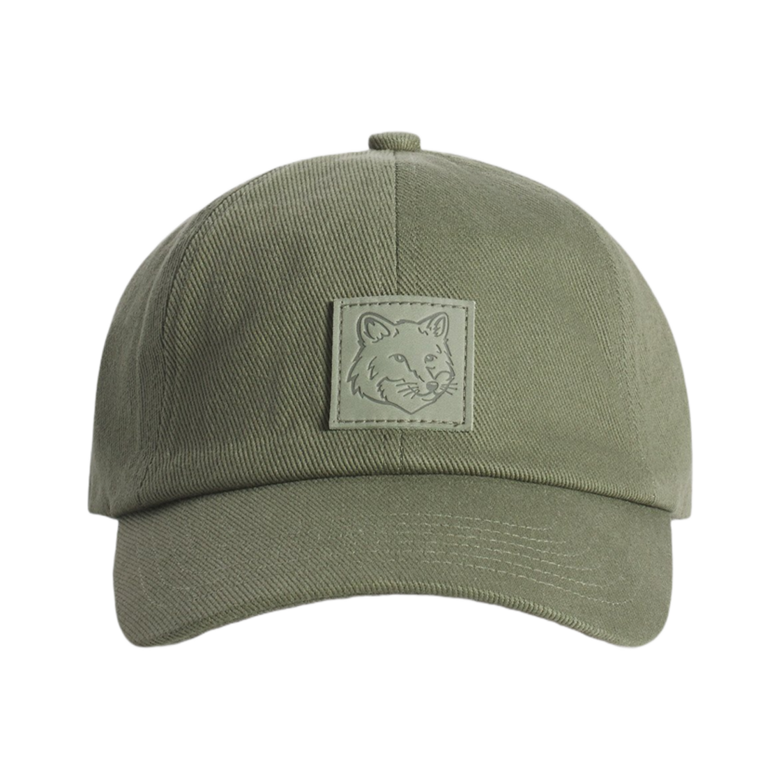 OM06104WW0096-0079 Maison Kitsune Bold Fox Head Leather Patch 6P Cap Bay Leaf