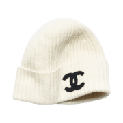 (W) Chanel Beanie Cashmere Silk & Ivory