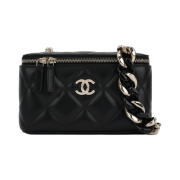 Chanel Vanity with Big Chain Lambskin Plexi & Gold Black