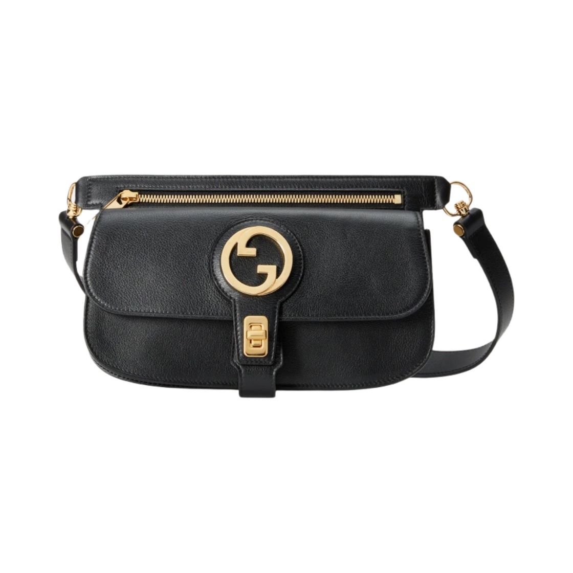 718154-UXX0G-1000 Gucci Blondie Belt Bag Black Leather