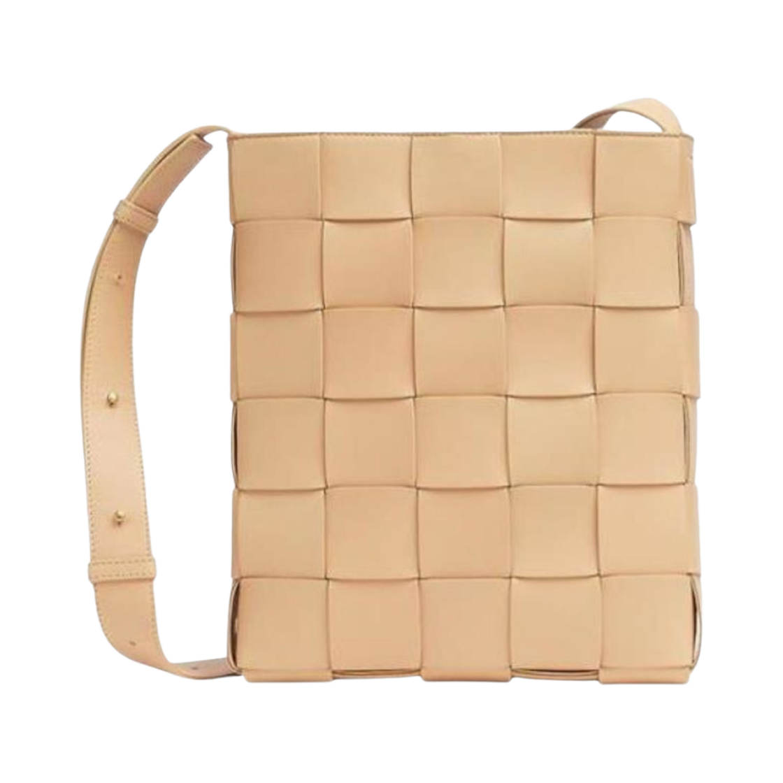 649601VMAY12700 Bottega Veneta Leather Messenger Cassette Almond
