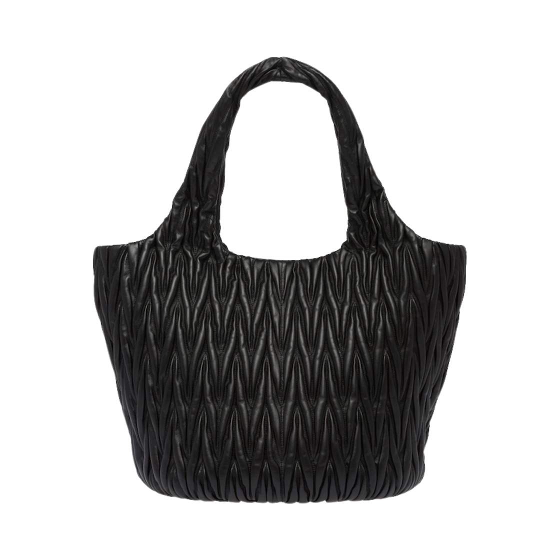 미우 미우 원더 마틀라세 나파 레더 토트백 블랙(Miu Miu Wander Matelasse Nappa Leather Tote Black) - 3