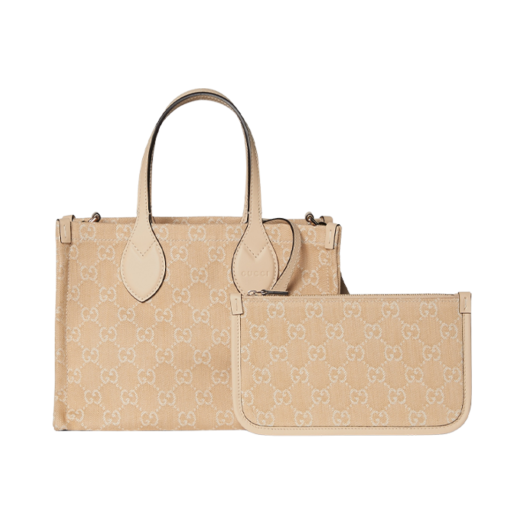 Gucci Ophidia GG Medium Tote Bag Light Beige Denim
