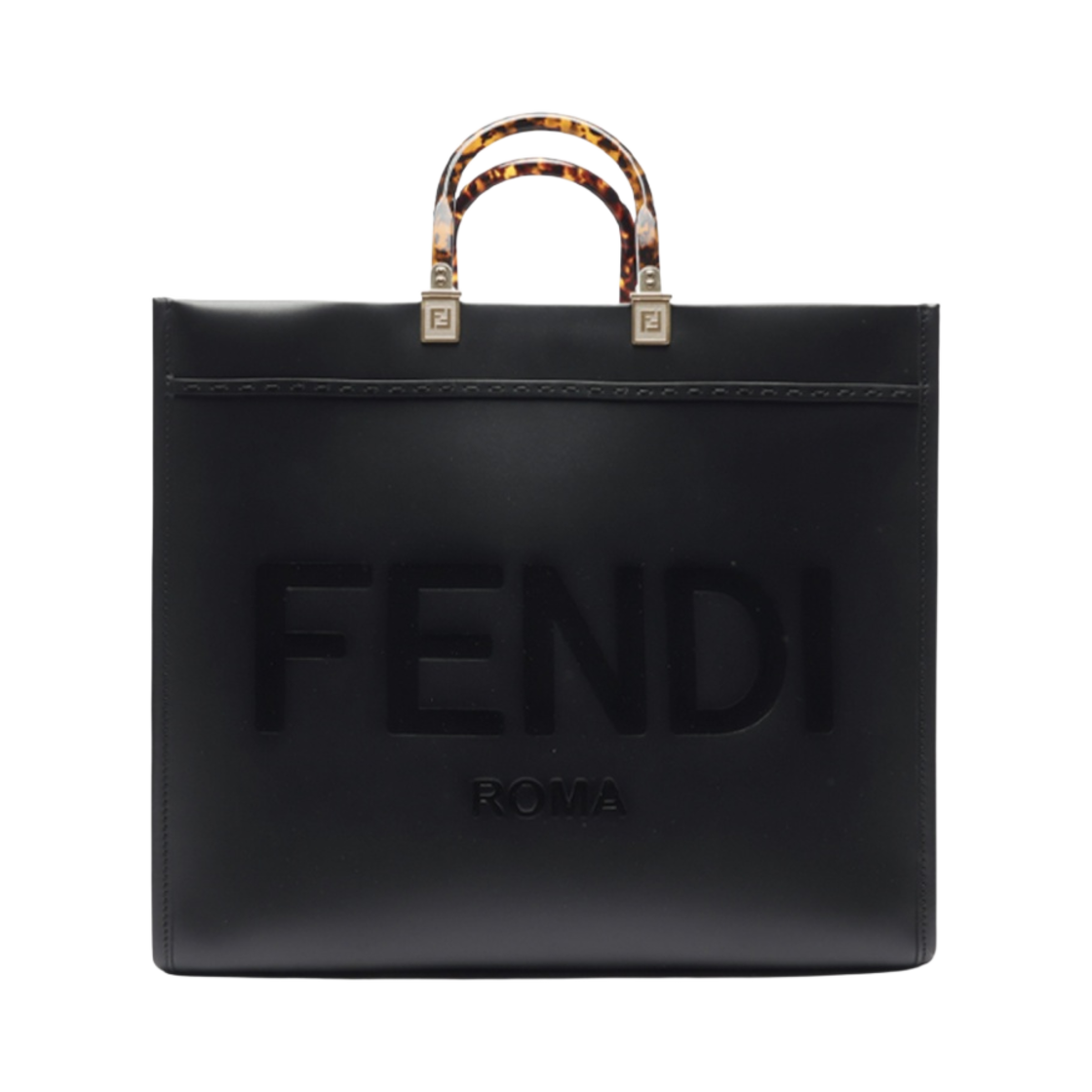 8BH372ABVLF0KUR Fendi Sunshine Large Leather Shopper Black
