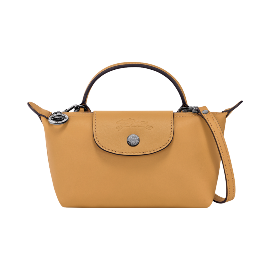 34205987117 Longchamp Le Pliage Xtra XS Leahter Pouch Honey - 대표 이미지 #1