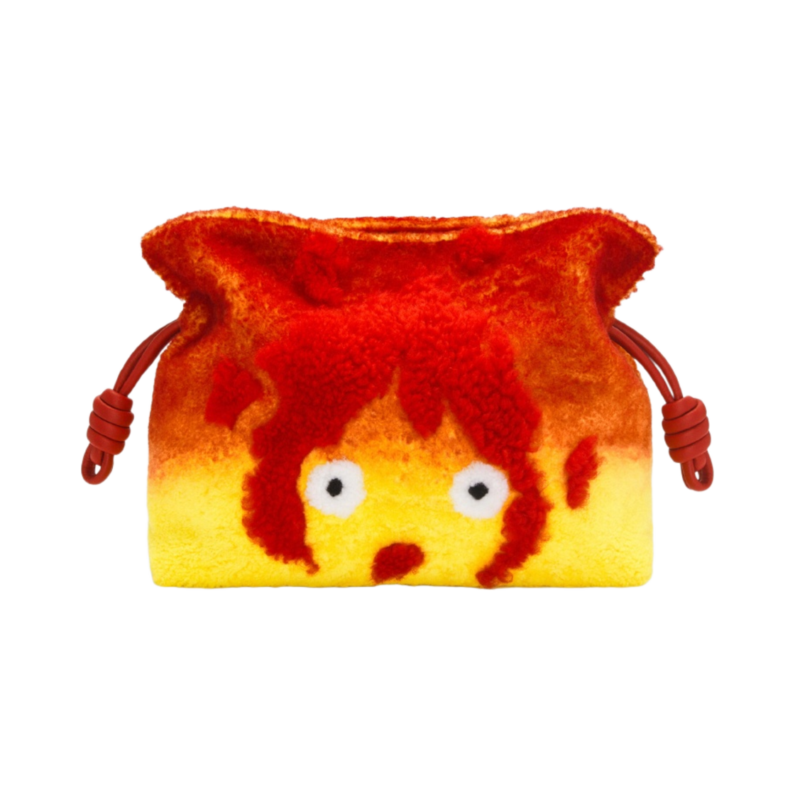 로에베 x 하울의 움직이는 성 캘시퍼 플라멩코 클러치 셔링 레드(Loewe x Howl's Moving Castle Calcifer Flamenco Clutch in Shearling Red) - 1