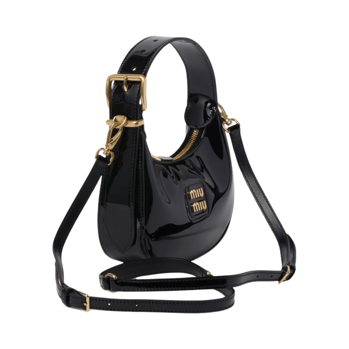 미우 미우 페이턴트 레더 호보백 블랙(Miu Miu Patent leather hobo bag Black) - 2