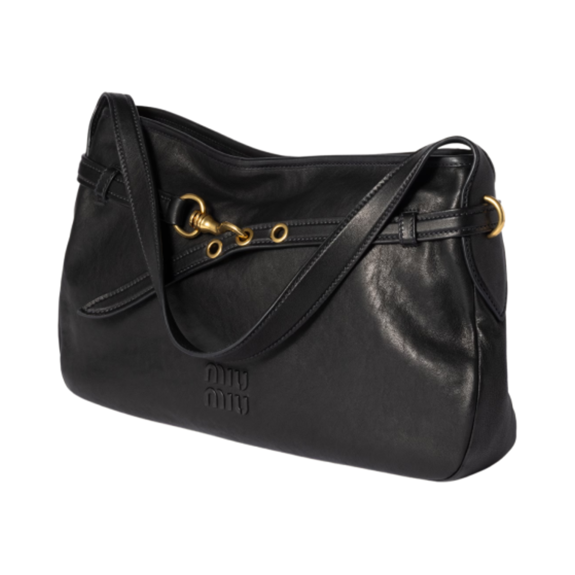 미우 미우 아방뛰르 나파 레더 미디움 백 블랙(Miu Miu Aventure Nappa Leather Medium Bag Black) - 2