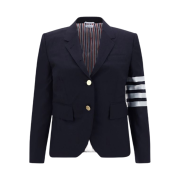 (W) Thom Browne Plain Weave Suiting Classic 4-Bar Jacket Navy