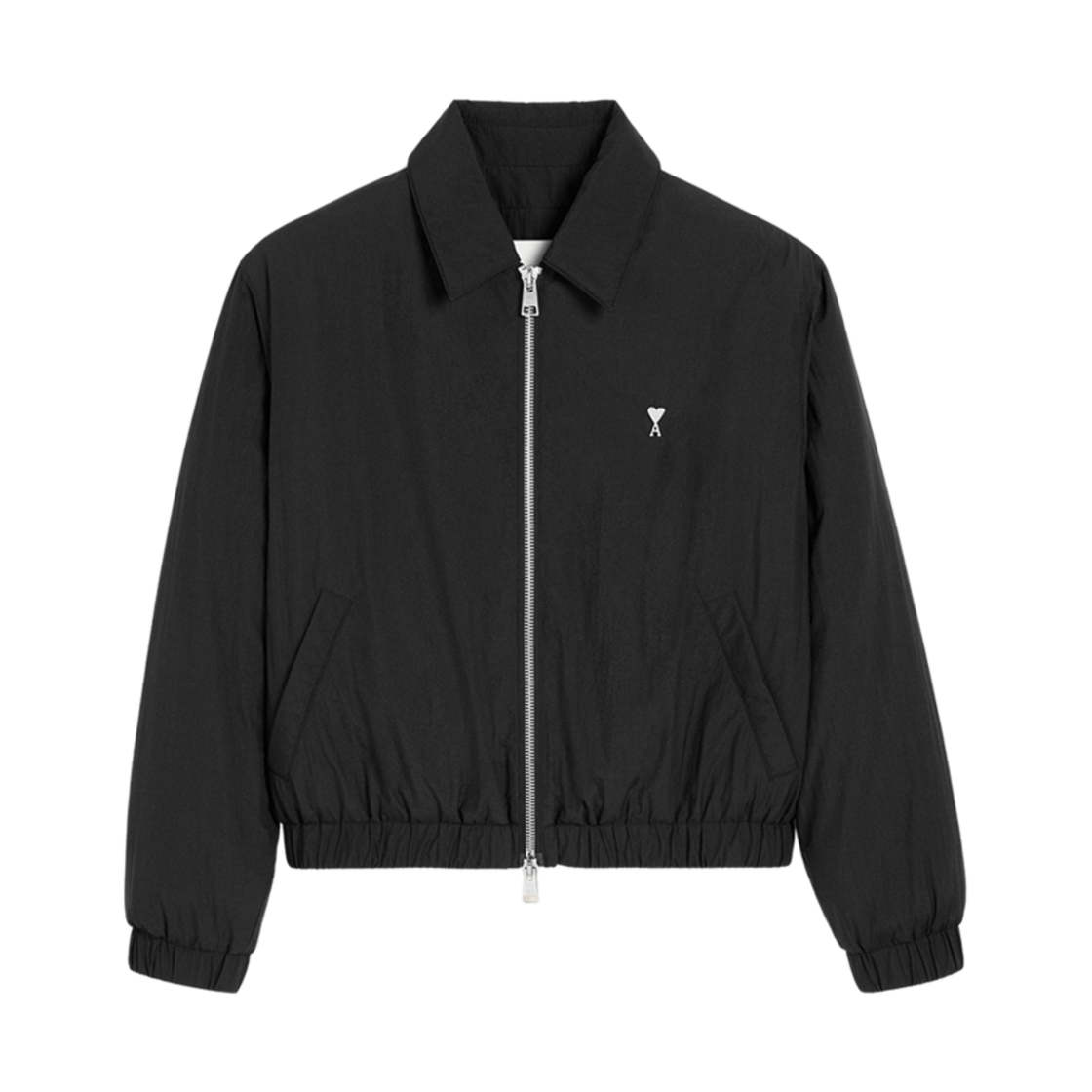 아미 스몰 하트 로고 테크니컬 캔버스 지퍼 자켓 블랙 화이트(AMI de Coeur Technical Canvas Zipped Jacket Black White)