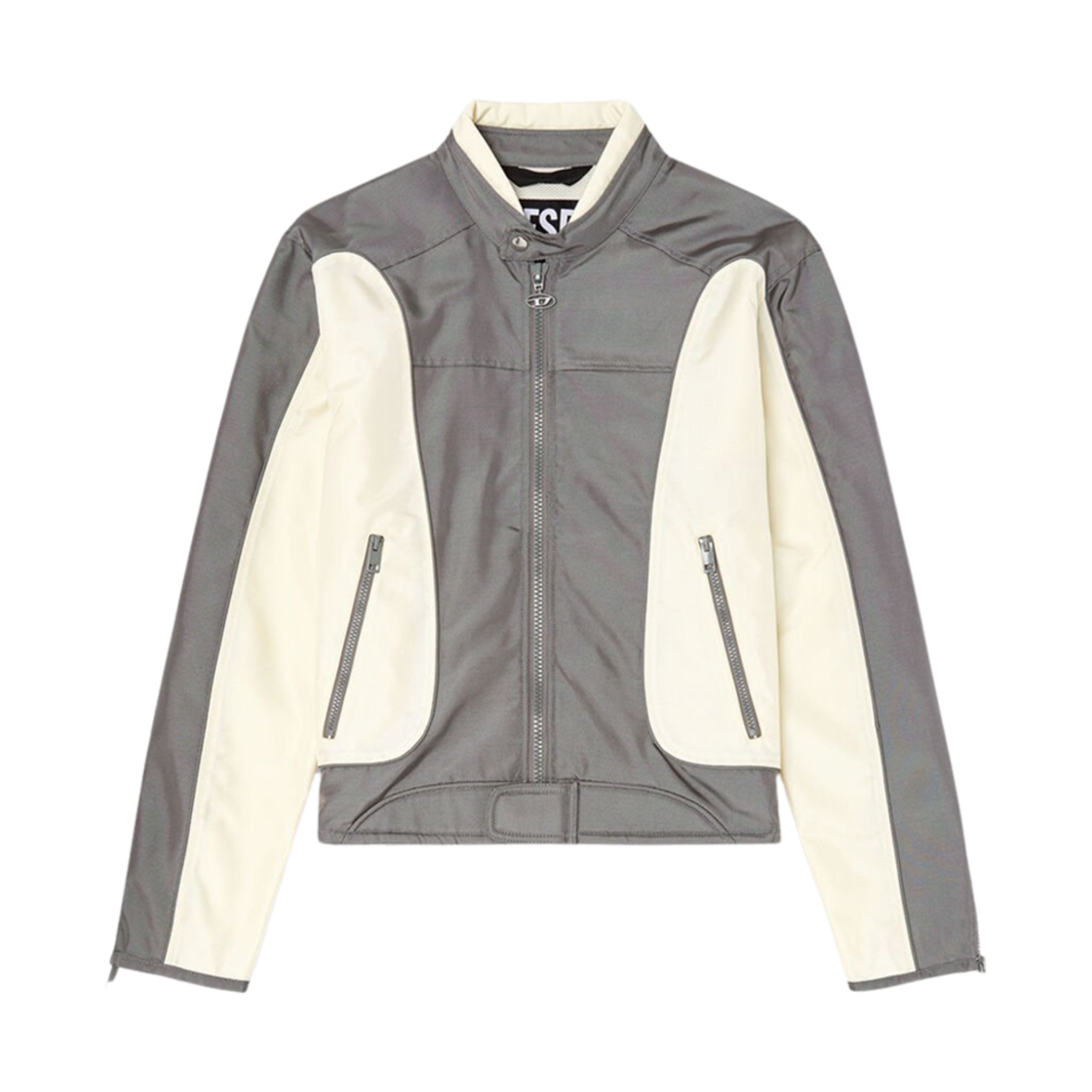 디젤 J-블링크-A 컬러블록 파이핑 바이커 자켓 그레이 화이트(Diesel J-Blink-A Colour-Block Biker Jacket with Piping Grey White)