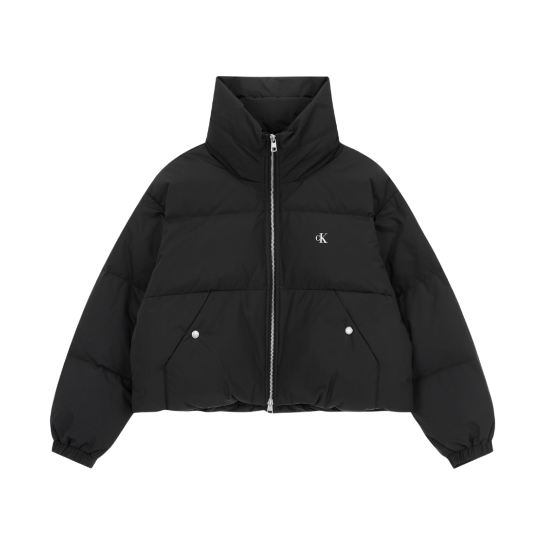 (W) 캘빈 클라인 진스 볼륨 넥 크롭 다운 푸퍼 CK 블랙