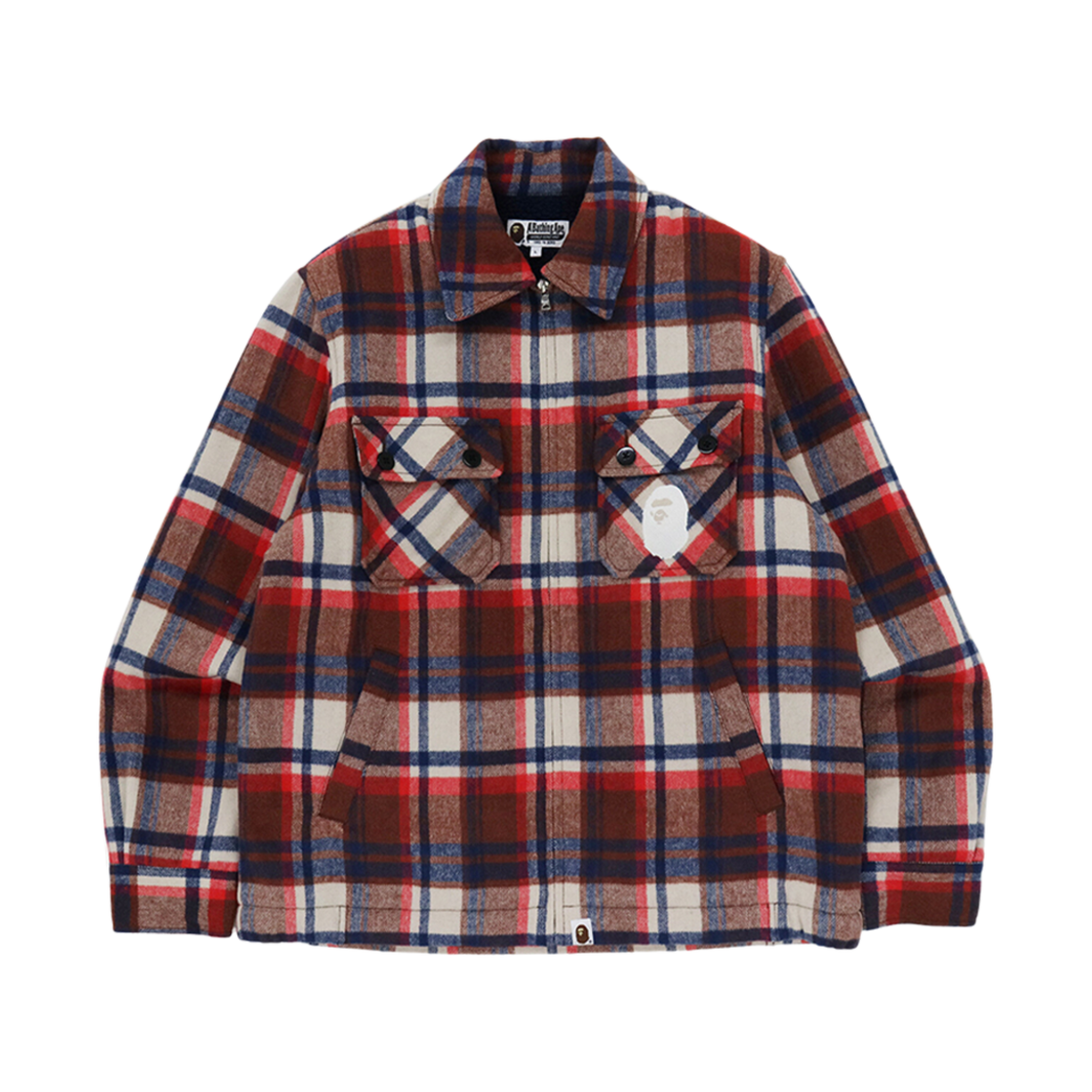 베이프 베이프 체크 집 CPO 자켓 브라이트 레드