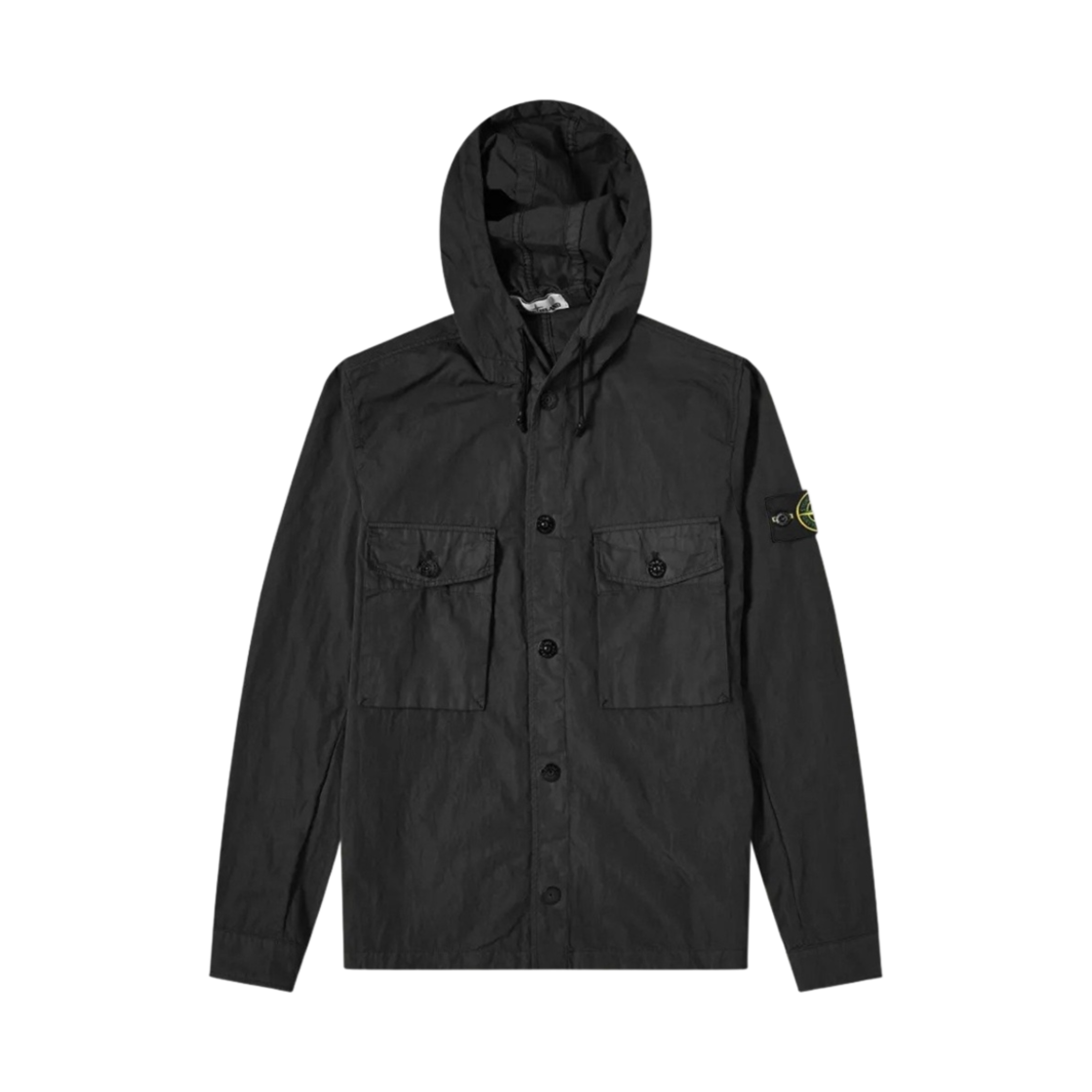 721512408-V0029 Stone Island 12408 Garment Dyed Hooded Button Overshirt Black - 20SS