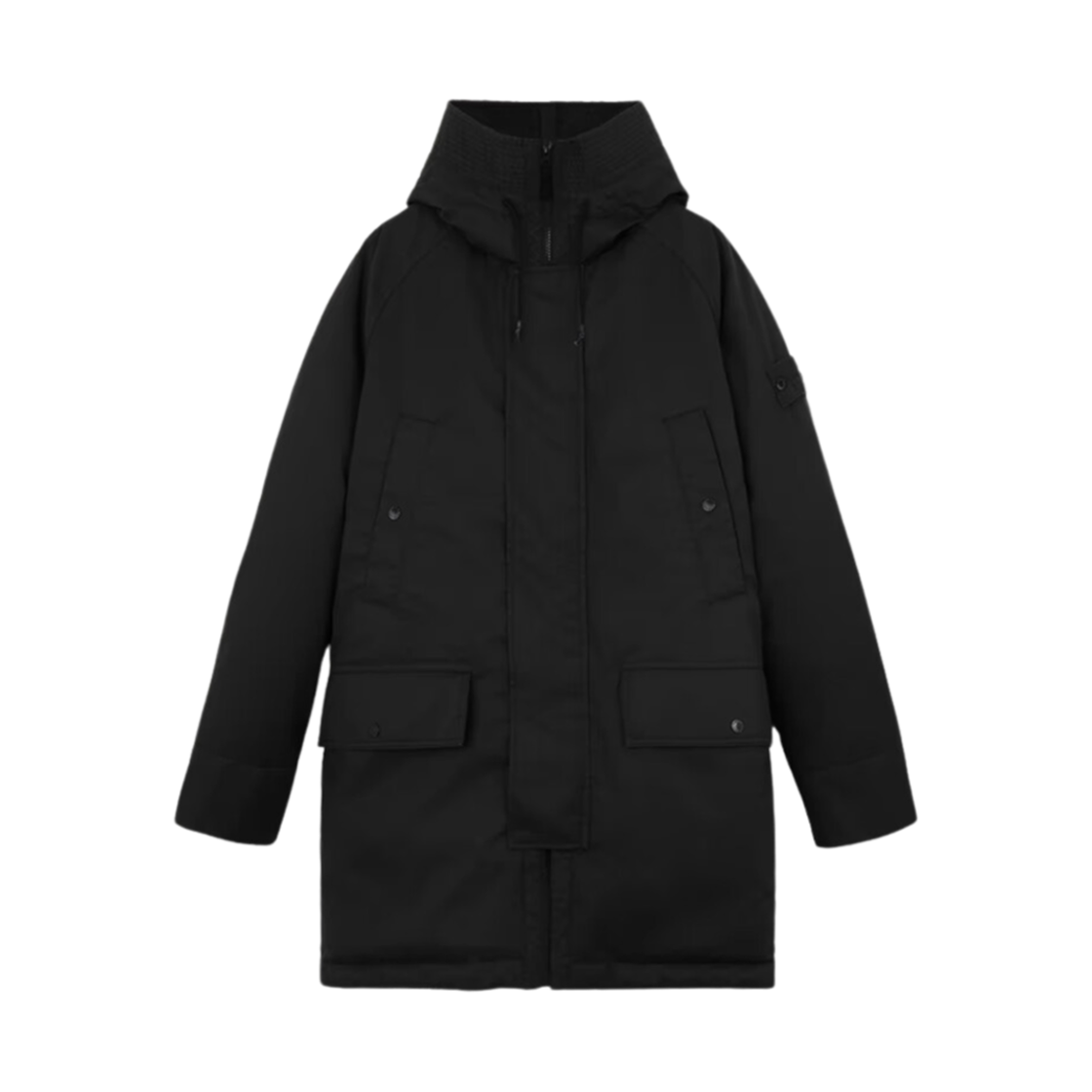 8115710F2-V0029 Stone Island 710F2 Ghost Performance Twill Wool-TC Wind Resistant Down Parka with Hood Black - 24FW