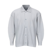 Homme Plisse Issue Miyake Bending Pleats Coach Jacket Light Grey