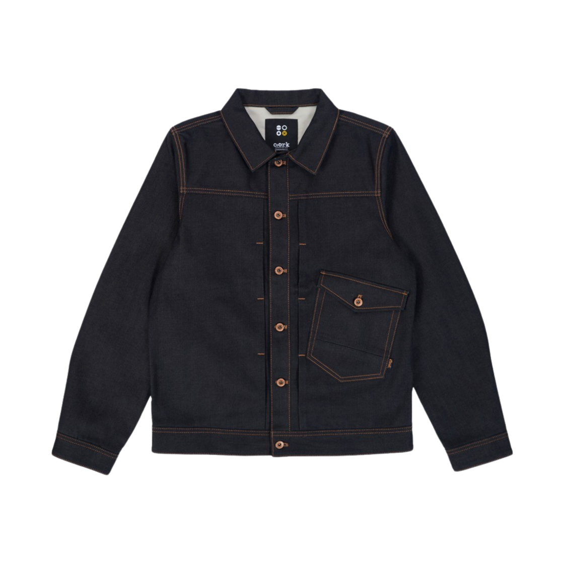 4F06JK01 RYUL+WAI: Denim Raw Selvedge One Pocket Jacket Indigo