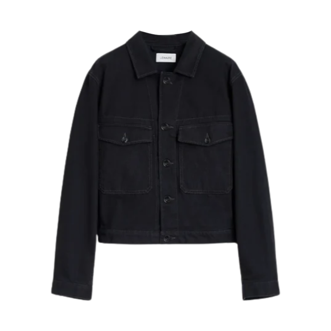 OW1142-LD1031-999 Lemaire Heavy Denim Trucker Jacket Black