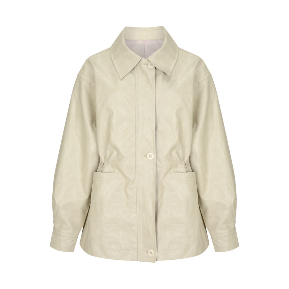 lr24fw21 Leterie Half String Leather Jacket Ivory