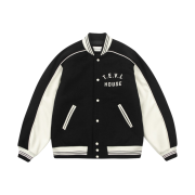 Thevinylhouse Wool Varsity Jacket Black
