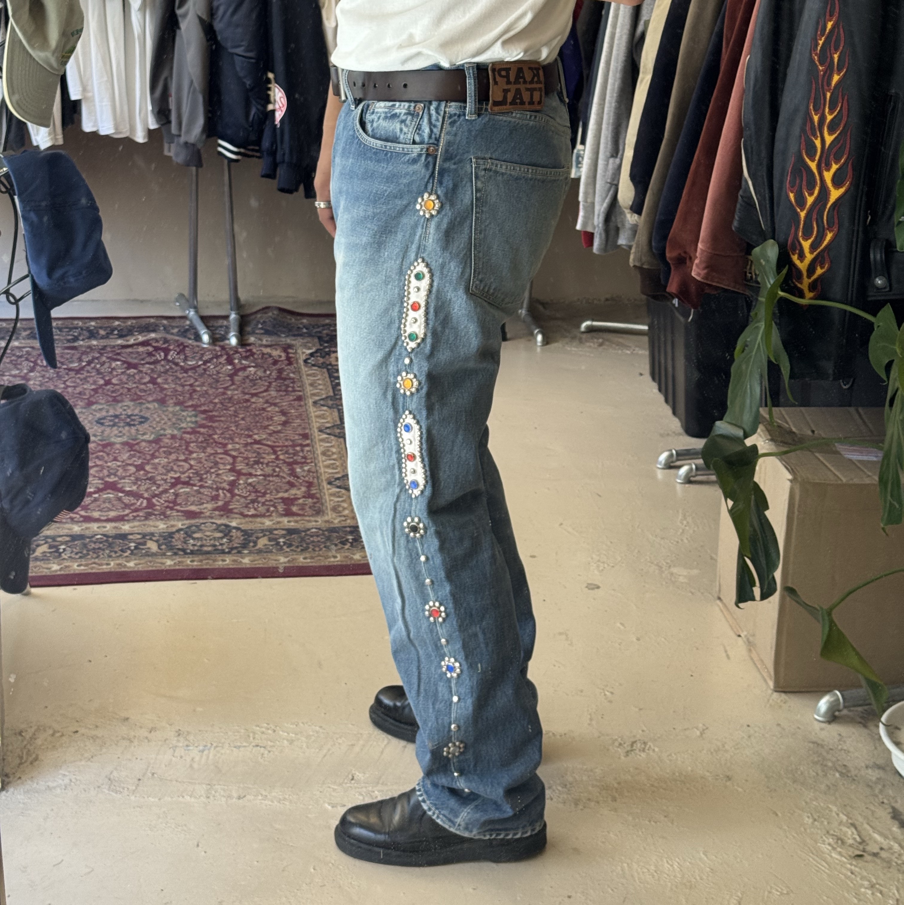 Kapital 14 oz. Denim 5P Monkey Cisco Gemstone Pants Indigo (Processing) 착용 스타일