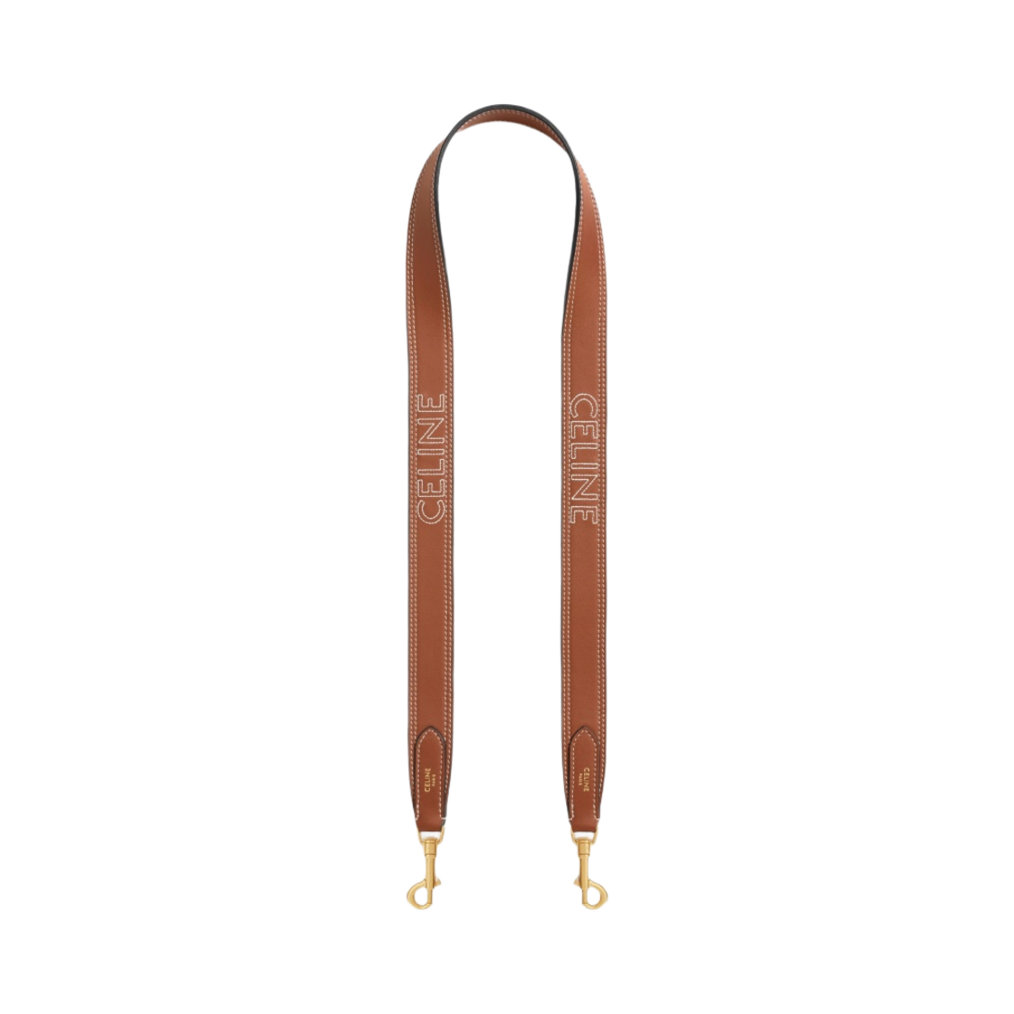 셀린느 롱 스무스 카프스킨 셀린느 자수 스트랩 탄(Celine Long Strap in Smooth Calfskin with Celine Embroidery Tan) - 1
