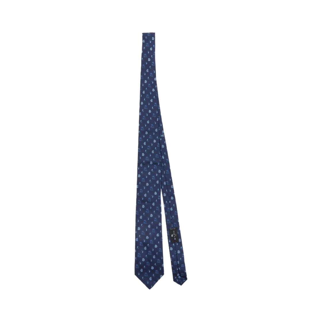 120263006200 Etro Logo Print Silk Tie Blue