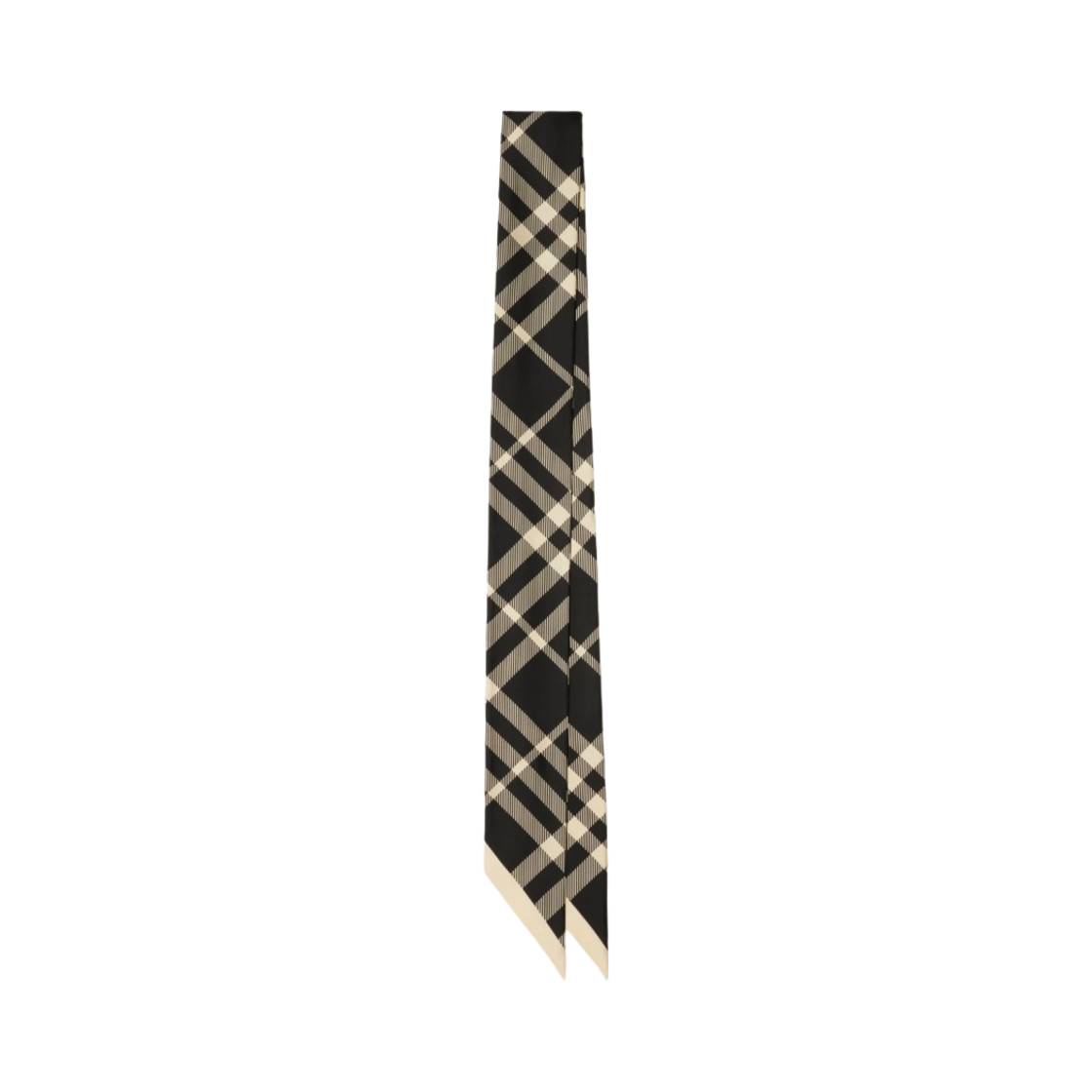 버버리 스키니 체크 실크 스카프 블랙 칼리코(Burberry Skinny Check Silk Scarf Black Calico)
