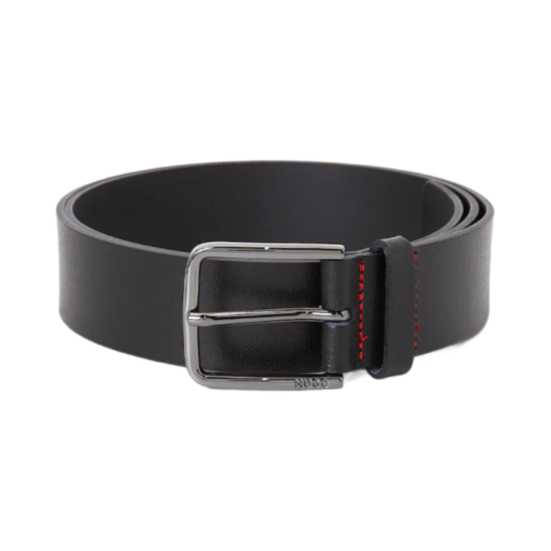 50491997-001 Hugo Boss Grained Leather Belt with Logo Buckle Black