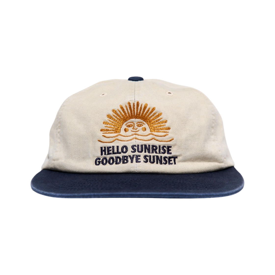 헬로선라이즈 90s 로고 6패널 캡 베이지 & 네이비(Hello Sunrise 90s Logo 6Panel Cap Beige & Navy)