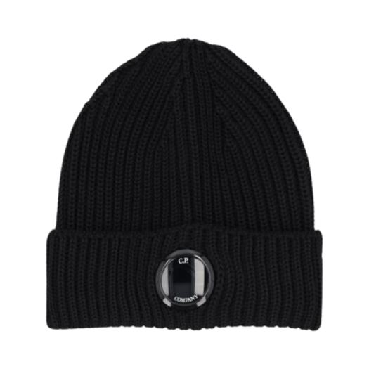 C.P. Company Extra Fine Merino Wool Beanie Black - 24FW