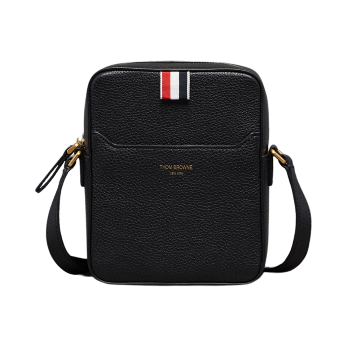 톰브라운 소프트 페블 그레인 사선 버티컬 카메라백 블랙 Thom