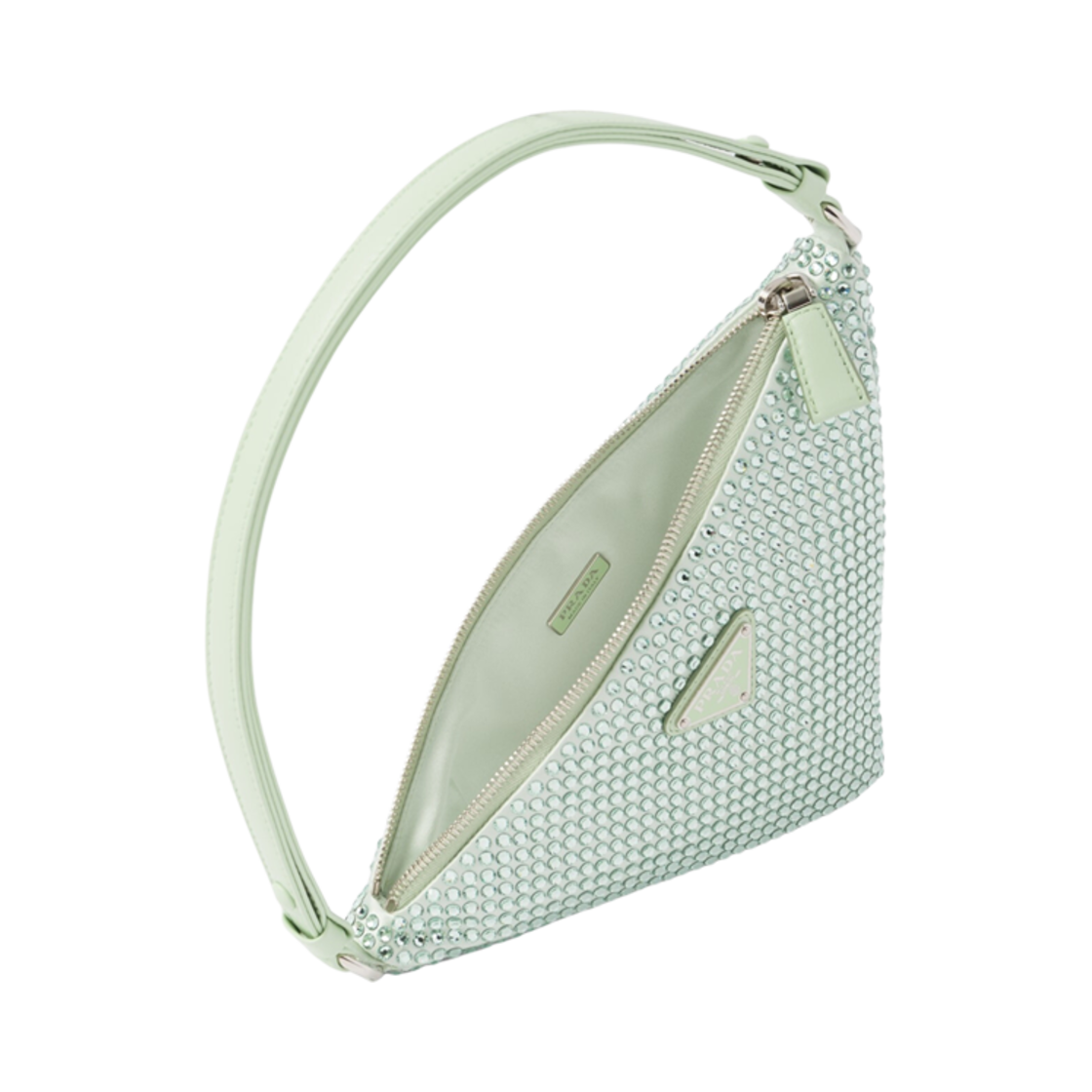 프라다 크리스탈 스터드 사틴 파우치 아쿠아(Prada Crystal-Studded Satin Pouch Aqua) - 4