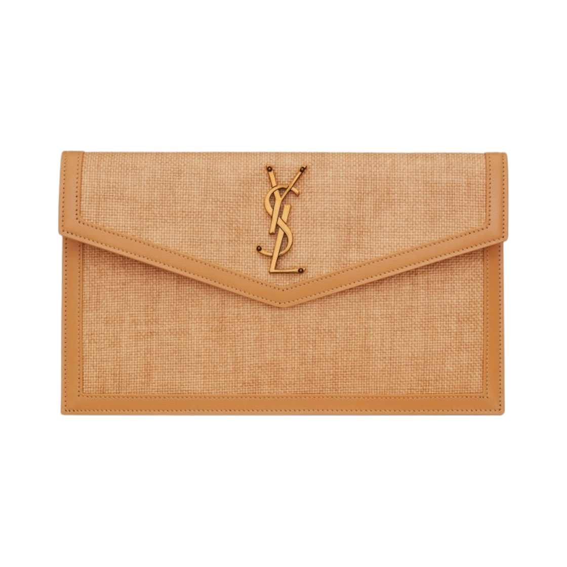 생로랑 업타운 파우치 마이크로 라피아 내츄럴 헤이 & 블러쉬(Saint Laurent Uptown Pouch In Micro Raffia Natural Hay & Blush) - 1