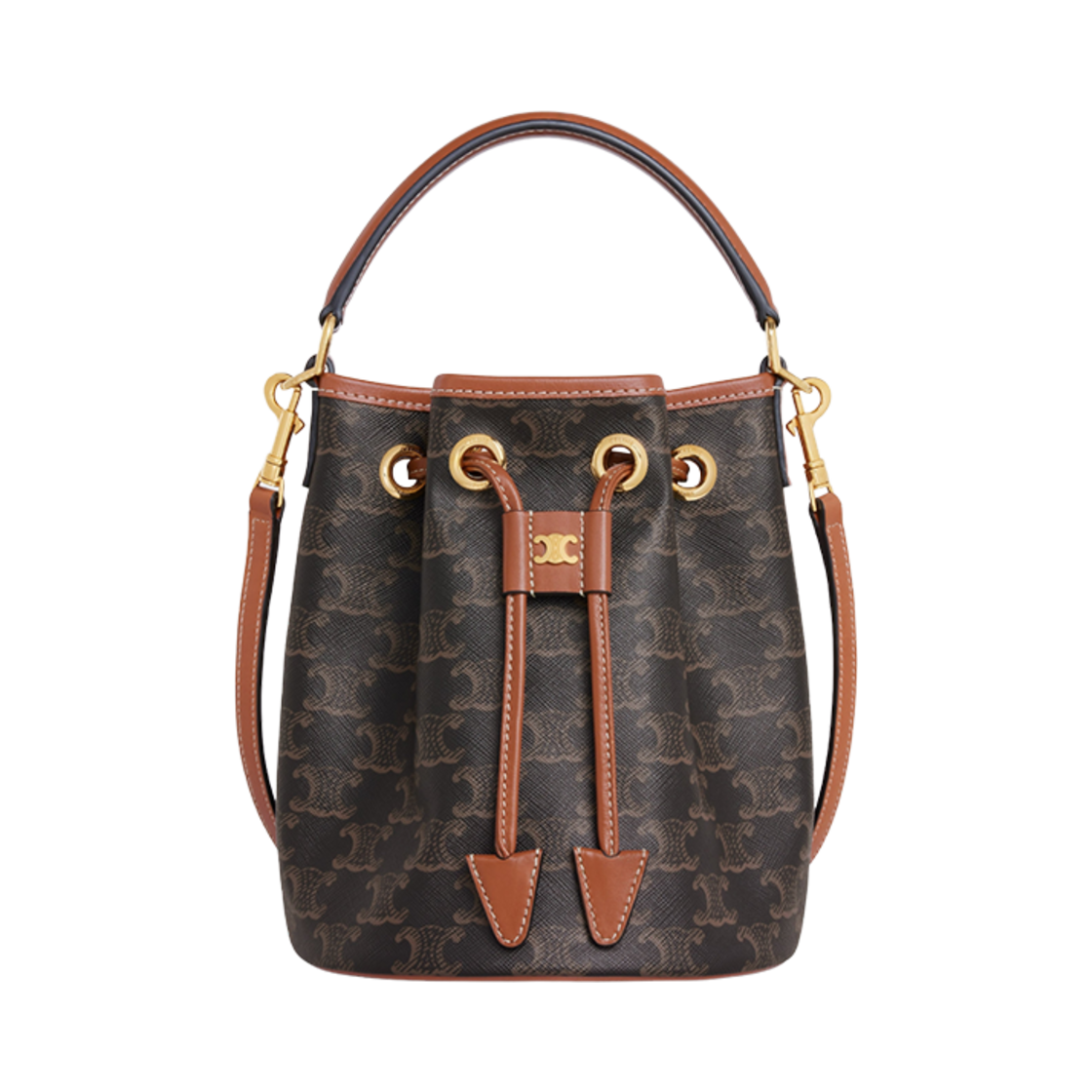 121672CAS-04LU Celine Teen Clara Bag in Triomphe Canvas and Calfskin Tan