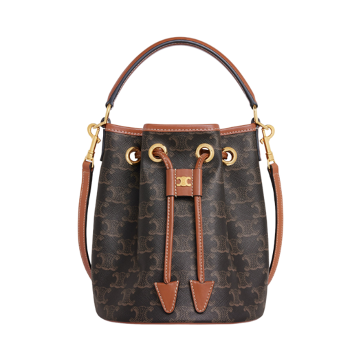 Celine Teen Clara Bag in Triomphe Canvas and Calfskin Tan