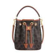 Celine Teen Clara Bag in Triomphe Canvas and Calfskin Tan