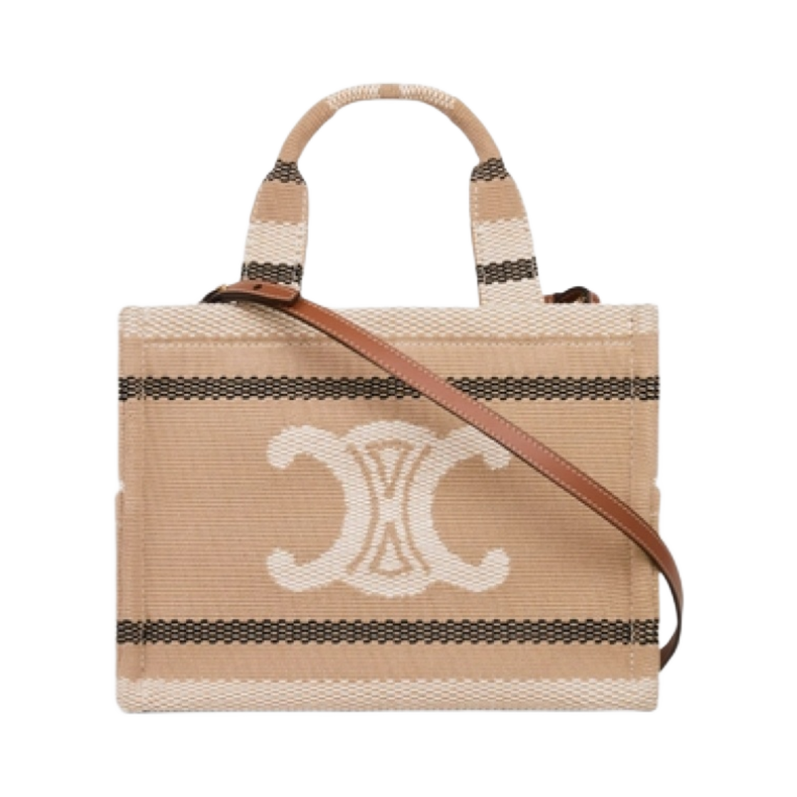 셀린느 스몰 카바스 타이스 스트라이프 텍스타일 트리옹프 베이지 블랙(Celine Small Cabas Thais in Striped Textile with Triomphe Beige Black) - 2