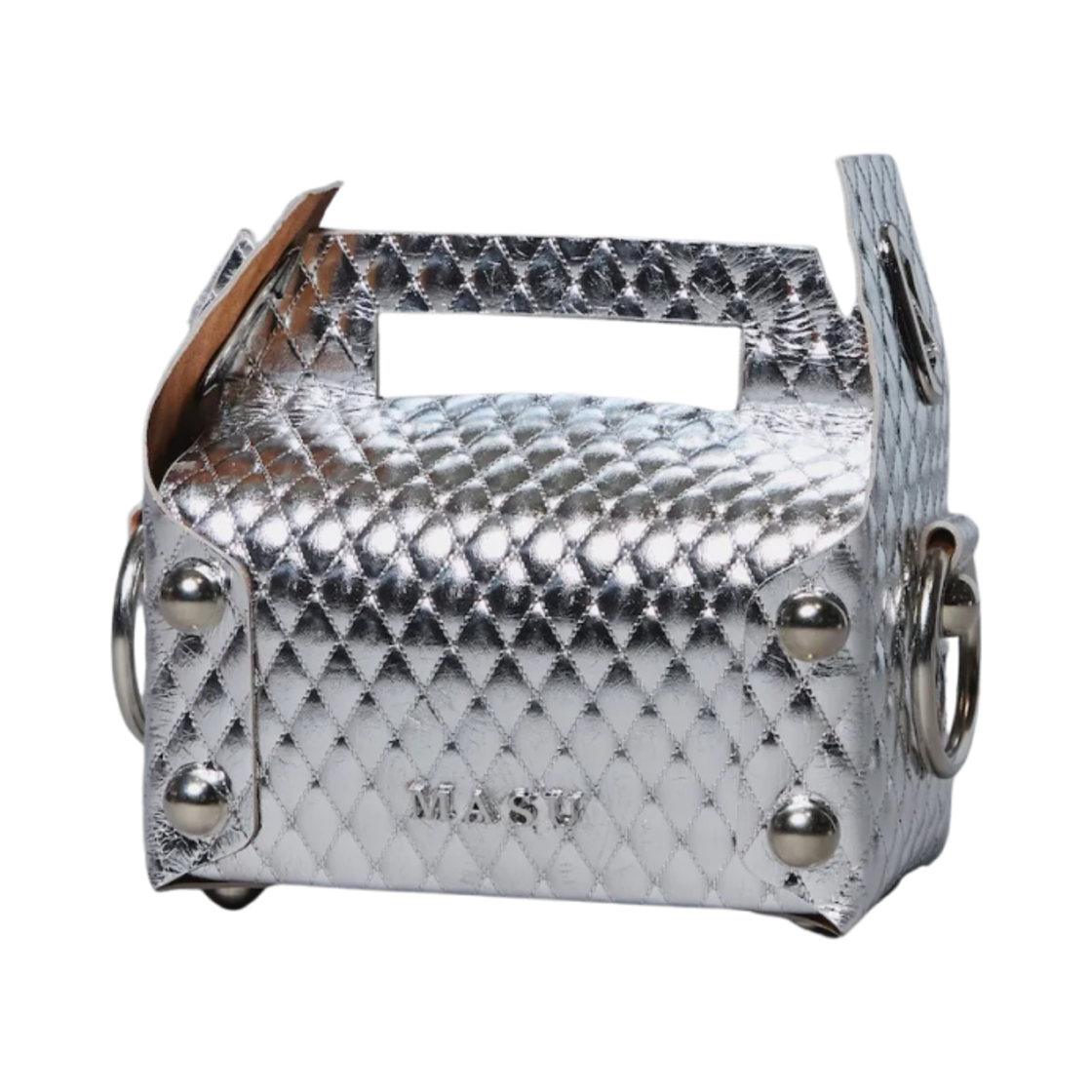 M25K6-OJ002 Masu Leather Cake Mini Bag Silver - 25SS