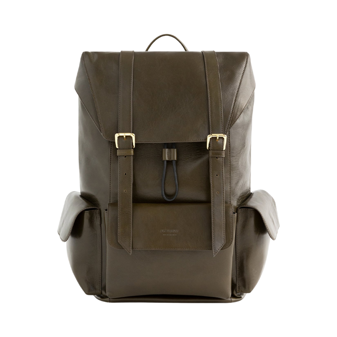 - Aime Leon Dore Debossed Logo Leather Backpack Olive